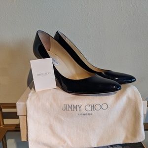 Jimmy Choo Navy Patent Leather Pumps